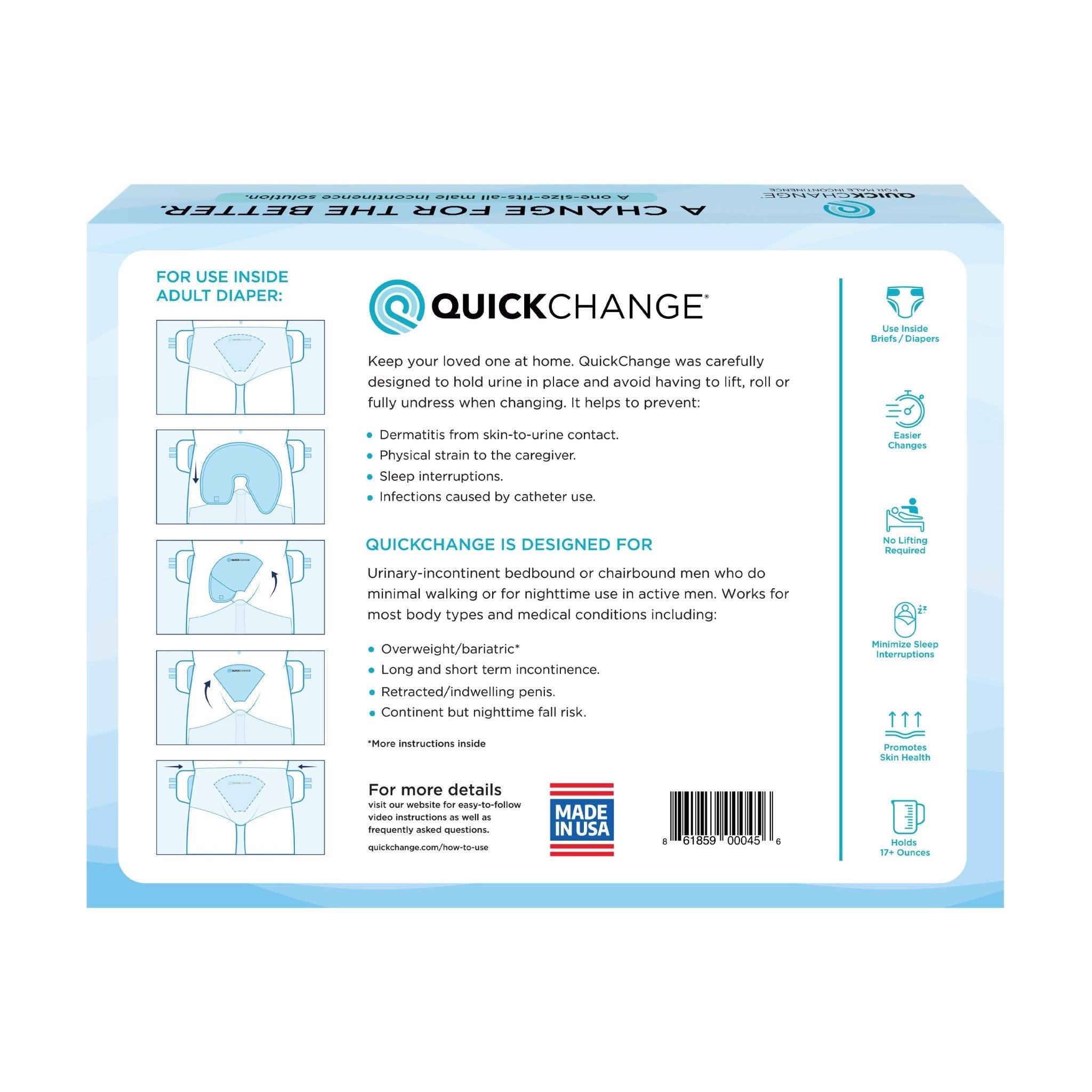 QuickChange Incontinence Wrap, Incontinence Pad, Catheter Replacement, Incontinence Underwear, QuickChange Men's Incontinence Wrap | Maximum Absorbency | One-Size | 70 Count - QuickChange Men's Incontinence Wrap