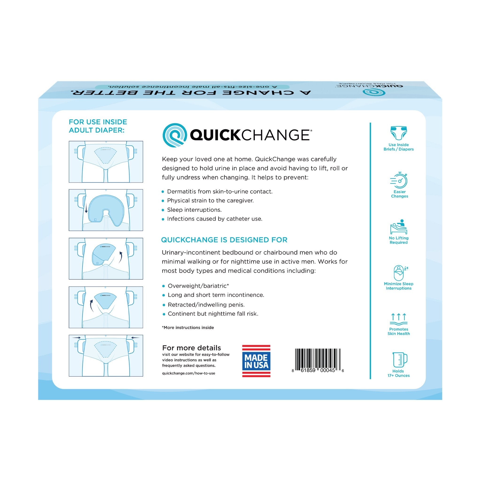QuickChange Incontinence Wrap, Incontinence Pad, Catheter Replacement, Incontinence Underwear, QuickChange Men's Incontinence Wrap | Maximum Absorbency | One-Size | 35 Count - QuickChange Men's Incontinence Wrap