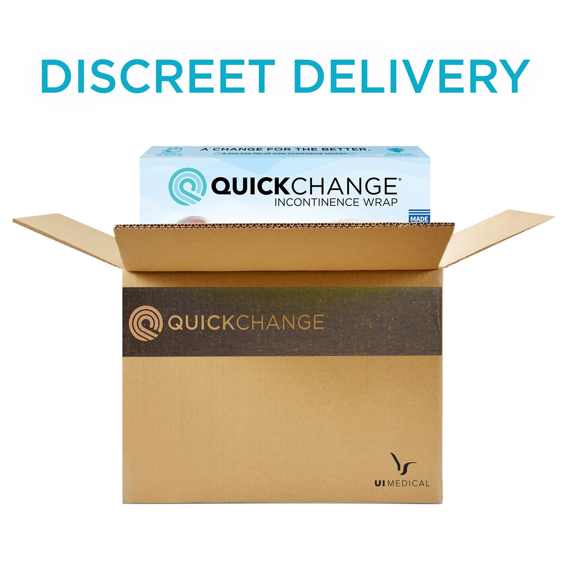 QuickChange Incontinence Wrap, Incontinence Pad, Catheter Replacement, Incontinence Underwear, QuickChange Men's Incontinence Wrap | Maximum Absorbency | 1 Size | 10 Count Trial Pack - QuickChange Men's Incontinence Wrap